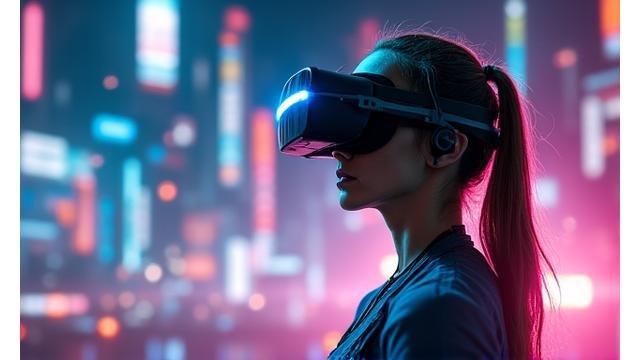 لاعب يرتدي نظارة واقع افتراضي ويغوص في عالم لعبة غامر